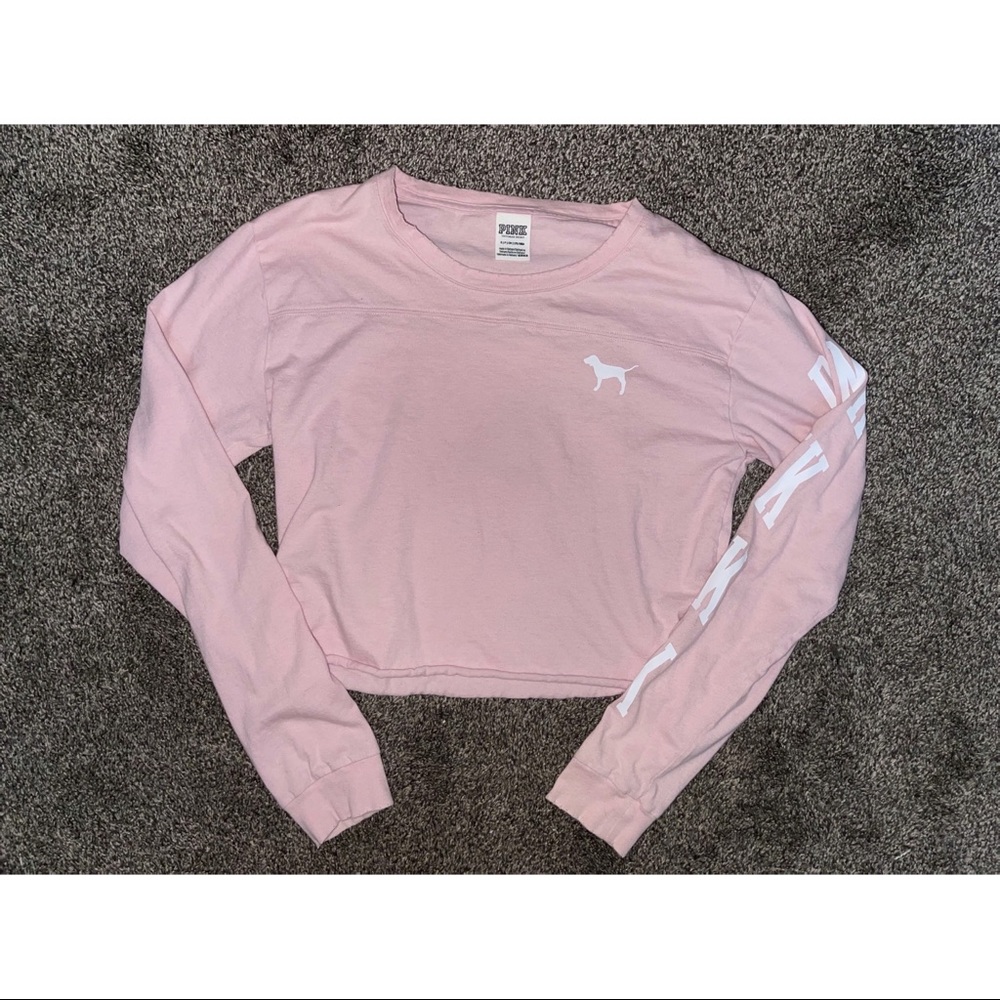 VS Pink Long Sleeve Crop Top